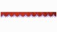 Wildlederoptik Lkw Scheibenbordüre mit Quastenbommel, doppelt verarbeitet rot flieder Bogenform 18 cm