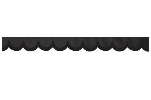 Wildlederoptik Lkw Scheibenbordüre mit Kunstlederkante, doppelt verarbeitet anthrazit-schwarz schwarz Bogenform 23 cm