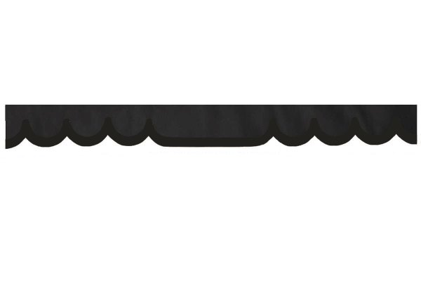 suedelook truck pane border with leatherette edge, Double processed anthracite-black black Wave form 23 cm