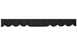 Wildlederoptik Lkw Scheibenbord&uuml;re mit Kunstlederkante, doppelt verarbeitet anthrazit-schwarz schwarz Wellenform 23 cm
