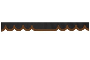 Rand van truckschijf in su&egrave;de-look met rand van imitatieleer, dubbele afwerking antraciet-zwart bruin* Golfvorm 23 cm
