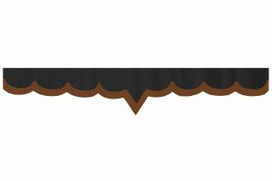 Vindrutesarg i mockalook för lastbil med kant i läderimitation, dubbel finish antracit-svartbrun* V-form 23 cm