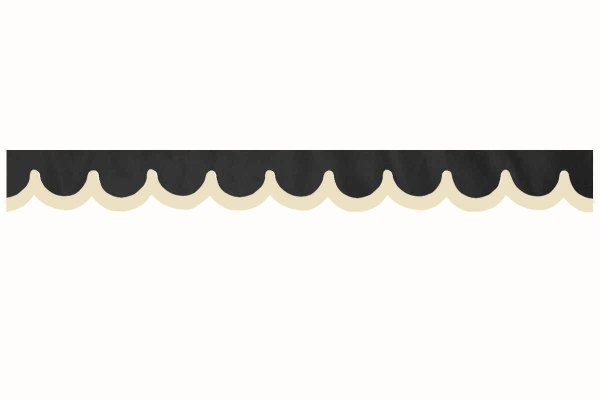 Rand van truckschijf in suède-look met rand van imitatieleer, dubbele afwerking antraciet-zwart beige* Boogvorm 23 cm