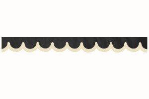 Wildlederoptik Lkw Scheibenbordüre mit Kunstlederkante, doppelt verarbeitet anthrazit-schwarz beige* Bogenform 23 cm