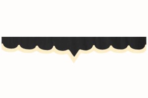 Rand van truckschijf in su&egrave;de-look met rand van imitatieleer, dubbele afwerking antraciet-zwart beige* V-vorm 23 cm