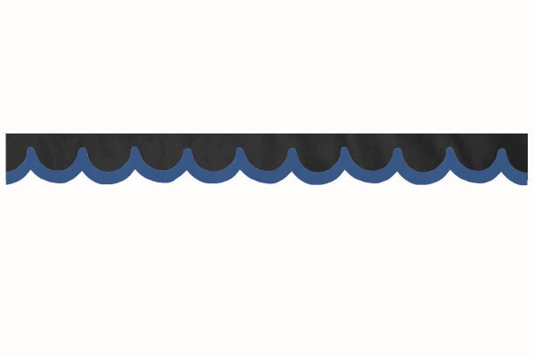 Rand van truckschijf in suède-look met rand van imitatieleer, dubbele afwerking antraciet-zwart blauw* Boogvorm 23 cm
