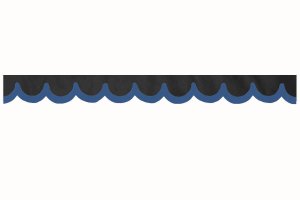 Rand van truckschijf in su&egrave;de-look met rand van imitatieleer, dubbele afwerking antraciet-zwart blauw* Boogvorm 23 cm