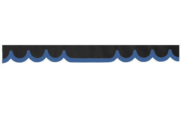Bordo parabrezza camion scamosciato con bordo in similpelle, doppia finitura blu antracite-nero* Forma a onda 23 cm