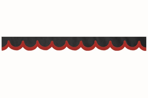 Rand van truckschijf in suède-look met rand van imitatieleer, dubbele afwerking antraciet-zwart rood* Boogvorm 23 cm