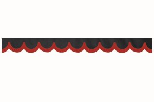 Rand van truckschijf in su&egrave;de-look met rand van imitatieleer, dubbele afwerking antraciet-zwart rood* Boogvorm 23 cm