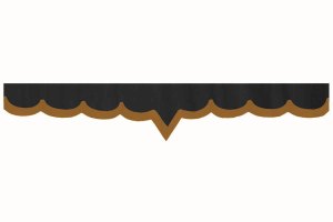 Bård i mockalook för lastbilsrutor med kant i konstläder, dubbel yta antracit-svart karamell V-form 23 cm