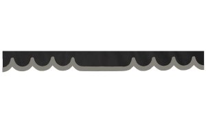 Wildlederoptik Lkw Scheibenbordüre mit Kunstlederkante, doppelt verarbeitet anthrazit-schwarz grau Wellenform 23 cm