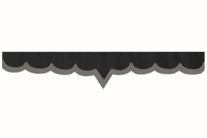 Wildlederoptik Lkw Scheibenbordüre mit Kunstlederkante, doppelt verarbeitet anthrazit-schwarz grau V-Form 23 cm