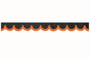 Wildlederoptik Lkw Scheibenbord&uuml;re mit Kunstlederkante, doppelt verarbeitet anthrazit-schwarz orange Bogenform 23 cm
