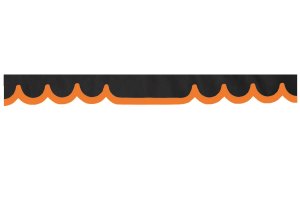 Wildlederoptik Lkw Scheibenbordüre mit Kunstlederkante, doppelt verarbeitet anthrazit-schwarz orange Wellenform 23 cm