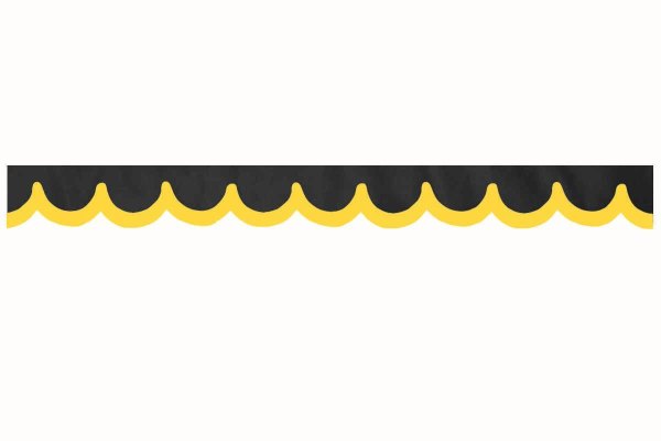 Wildlederoptik Lkw Scheibenbordüre mit Kunstlederkante, doppelt verarbeitet anthrazit-schwarz gelb Bogenform 23 cm