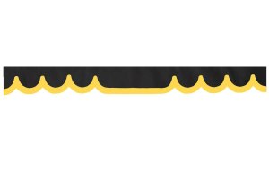 Wildlederoptik Lkw Scheibenbord&uuml;re mit Kunstlederkante, doppelt verarbeitet anthrazit-schwarz gelb Wellenform 23 cm