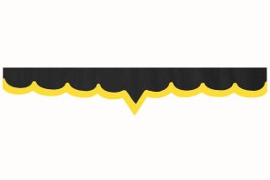 Wildlederoptik Lkw Scheibenbordüre mit Kunstlederkante, doppelt verarbeitet anthrazit-schwarz gelb V-Form 23 cm