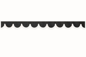 Wildlederoptik Lkw Scheibenbord&uuml;re mit Kunstlederkante, doppelt verarbeitet anthrazit-schwarz wei&szlig; Bogenform 23 cm