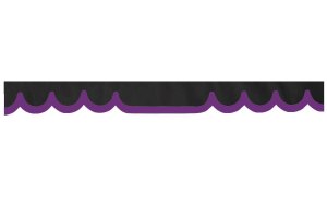 Bordo parabrezza camion effetto scamosciato con bordo in similpelle, doppia finitura antracite-nero lilla a forma di onda 23 cm