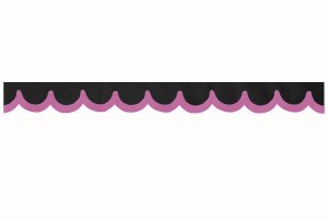 Lorry-skivbård i mockalook med kant i läderimitation, dubbelfärgad antracit-svart rosa bågform 23 cm