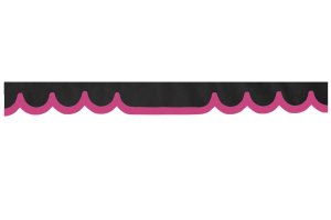 Wildlederoptik Lkw Scheibenbord&uuml;re mit Kunstlederkante, doppelt verarbeitet anthrazit-schwarz pink Wellenform 23 cm