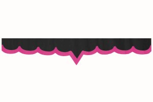 Skivbård i mockalook med kant i läderimitation, dubbelbearbetad antracit-svart rosa V-form 23 cm