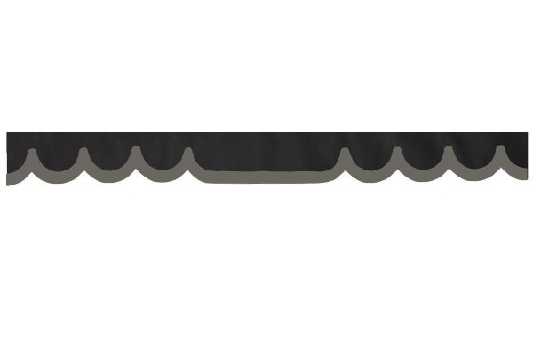Wildlederoptik Lkw Scheibenbordüre mit Kunstlederkante, doppelt verarbeitet anthrazit-schwarz beton grau Wellenform 23 cm