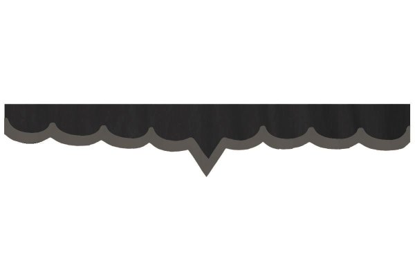 Rand van truckschijf in suède-look met rand van imitatieleer, dubbele afwerking antraciet-zwart betongrijs V-vorm 23 cm