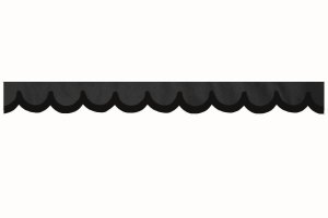Wildlederoptik Lkw Scheibenbordüre mit Kunstlederkante, doppelt verarbeitet anthrazit-schwarz anthrazit Bogenform 23 cm