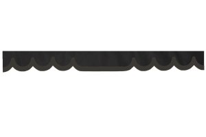 Rand för vindruta i mockalook för lastbil med kant i läderimitation, dubbel yta antracit-svart antracit vågform 23 cm
