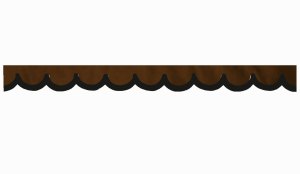 Rand van truckschijf in su&egrave;de-look met rand van imitatieleer, dubbele afwerking donkerbruin Zwart Boogvorm 23 cm