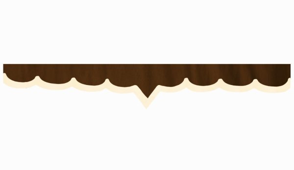 Skivbård i mockalook med kant i läderimitation, dubbelbearbetad mörkbrun beige* V-form 23 cm
