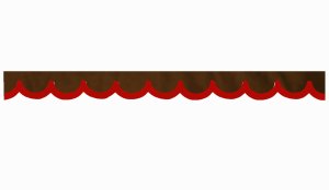 Rand van truckschijf in su&egrave;de-look met rand van imitatieleer, dubbele afwerking donkerbruin rood* Boogvorm 23 cm
