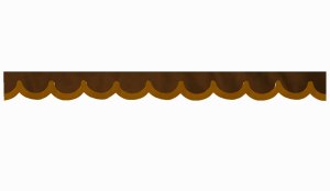 Wildlederoptik Lkw Scheibenbord&uuml;re mit Kunstlederkante, doppelt verarbeitet dunkelbraun caramel Bogenform 23 cm