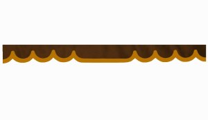 Skivb&aring;rd i mockalook med kant i konstl&auml;der, dubbelbearbetad m&ouml;rkbrun karamell v&aring;gform 23 cm