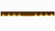 Skivbård i mockalook med kant i konstläder, dubbelbearbetad mörkbrun karamell vågform 23 cm