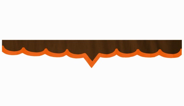 Wildlederoptik Lkw Scheibenbordüre mit Kunstlederkante, doppelt verarbeitet dunkelbraun orange V-Form 23 cm