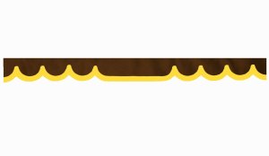 Skivbård med kant i läderimitation, dubbelbearbetad mörkbrun gul vågform 23 cm