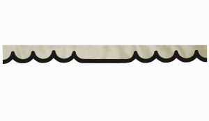 Skivbård i mockalook med kant i läderimitation, dubbelbearbetad beige svart vågform 23 cm