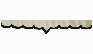 Skivb&aring;rd i mockalook med kant i konstl&auml;der, dubbelbearbetad beige svart V-form 23 cm