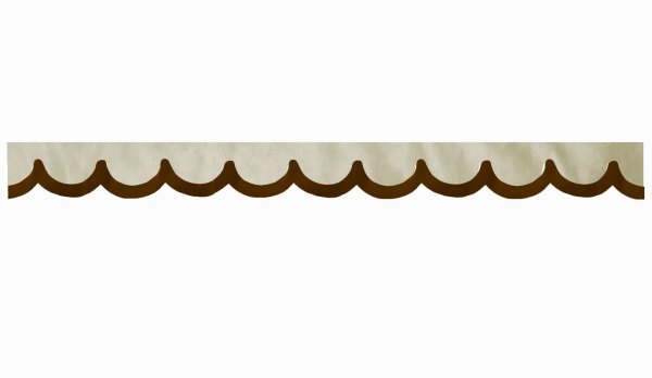 Rand van truckschijf in suède-look met rand van imitatieleer, dubbele afwerking beige bruin* Boogvorm 23 cm