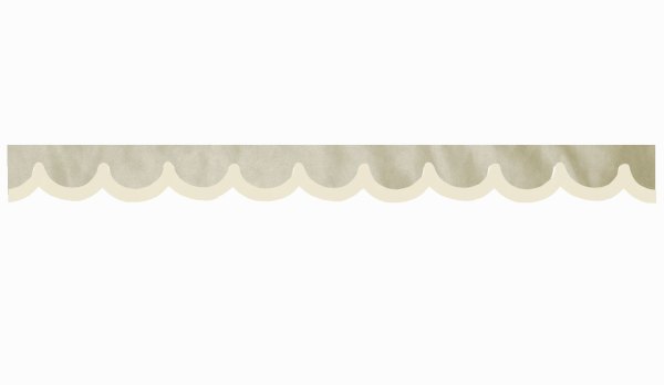Wildlederoptik Lkw Scheibenbordüre mit Kunstlederkante, doppelt verarbeitet beige beige* Bogenform 23 cm