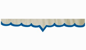 Wildlederoptik Lkw Scheibenbordüre mit Kunstlederkante, doppelt verarbeitet beige blau* V-Form 23 cm