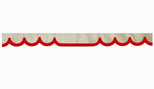 Wildlederoptik Lkw Scheibenbordüre mit Kunstlederkante, doppelt verarbeitet beige rot* Wellenform 23 cm
