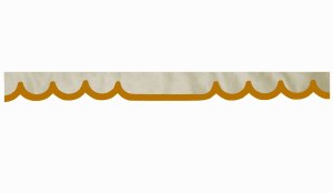 Wildlederoptik Lkw Scheibenbordüre mit Kunstlederkante, doppelt verarbeitet beige caramel Wellenform 23 cm