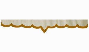 Wildlederoptik Lkw Scheibenbordüre mit Kunstlederkante, doppelt verarbeitet beige caramel V-Form 23 cm