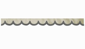 Wildlederoptik Lkw Scheibenbord&uuml;re mit Kunstlederkante, doppelt verarbeitet beige grau Bogenform 23 cm