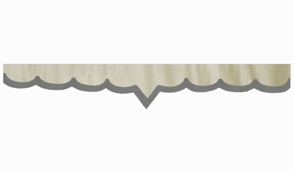 Wildlederoptik Lkw Scheibenbordüre mit Kunstlederkante, doppelt verarbeitet beige grau V-Form 23 cm