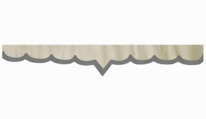 Wildlederoptik Lkw Scheibenbordüre mit Kunstlederkante, doppelt verarbeitet beige grau V-Form 23 cm